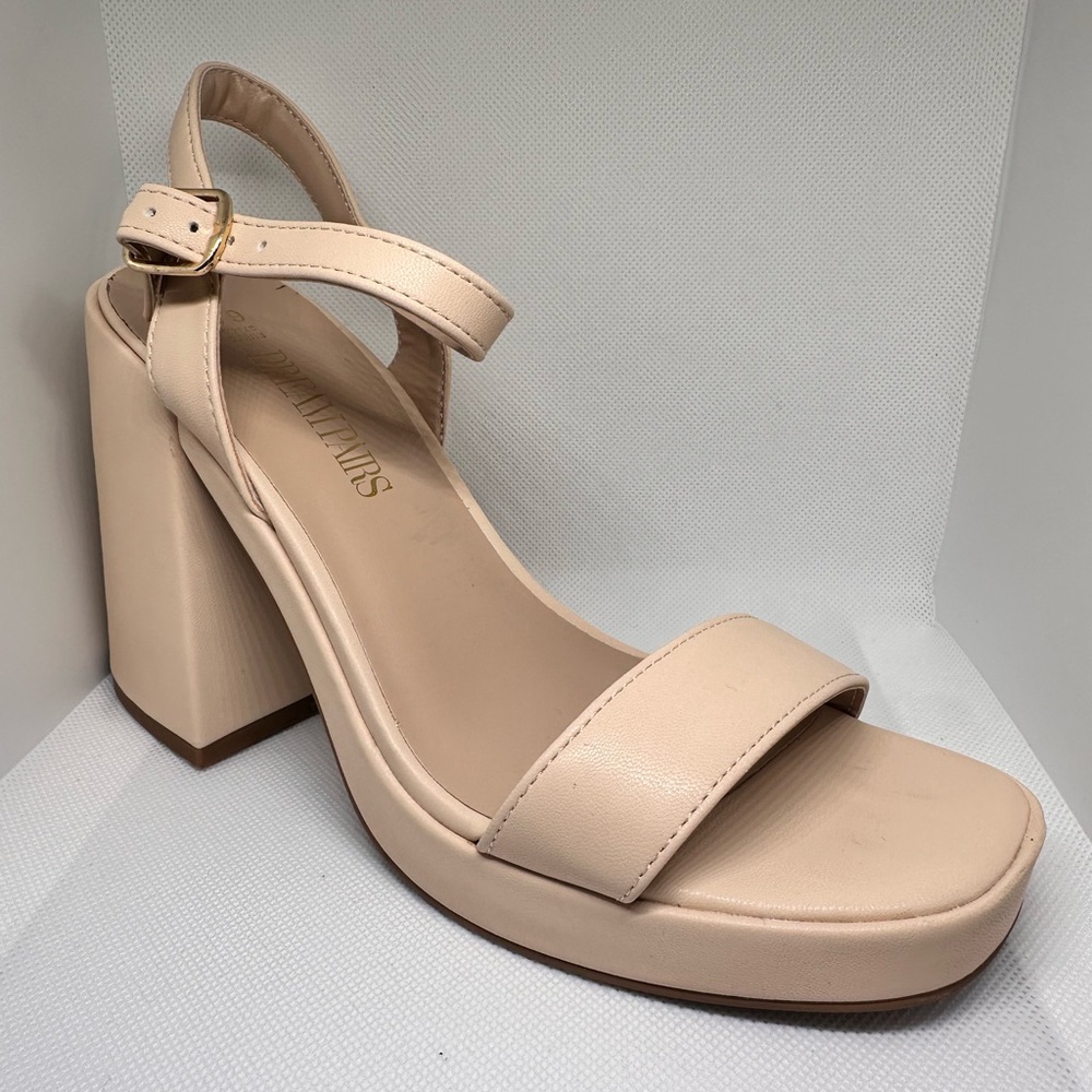 Elegant Beige Block Heel Sandals